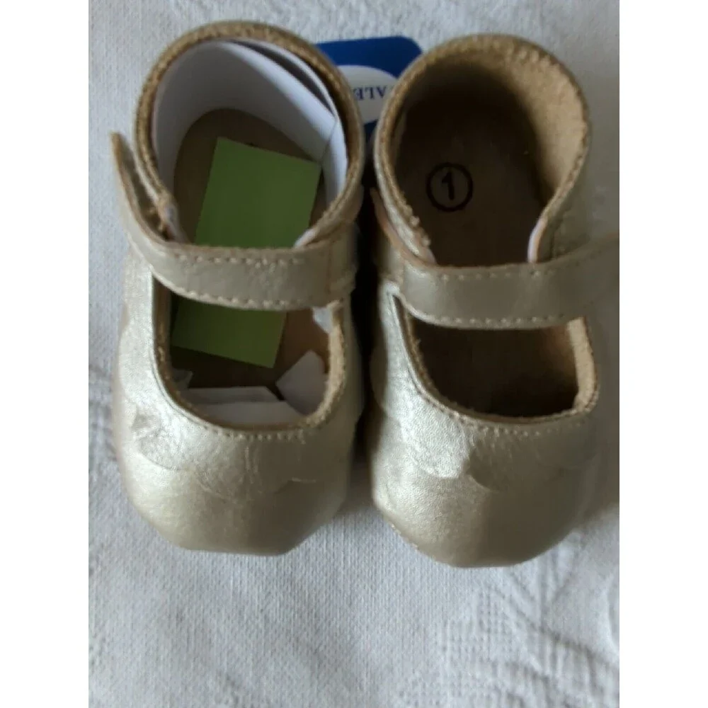 Valen Sina Baby Toddler Girl Shoes Glittery Gold Size 1 NEW
